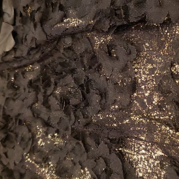 Zoe Ltd black gold flowers beaded dress gown 4 xs - Picture 4 of 7